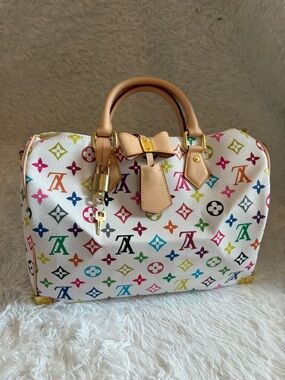 White Multicolor Monogram Satchel